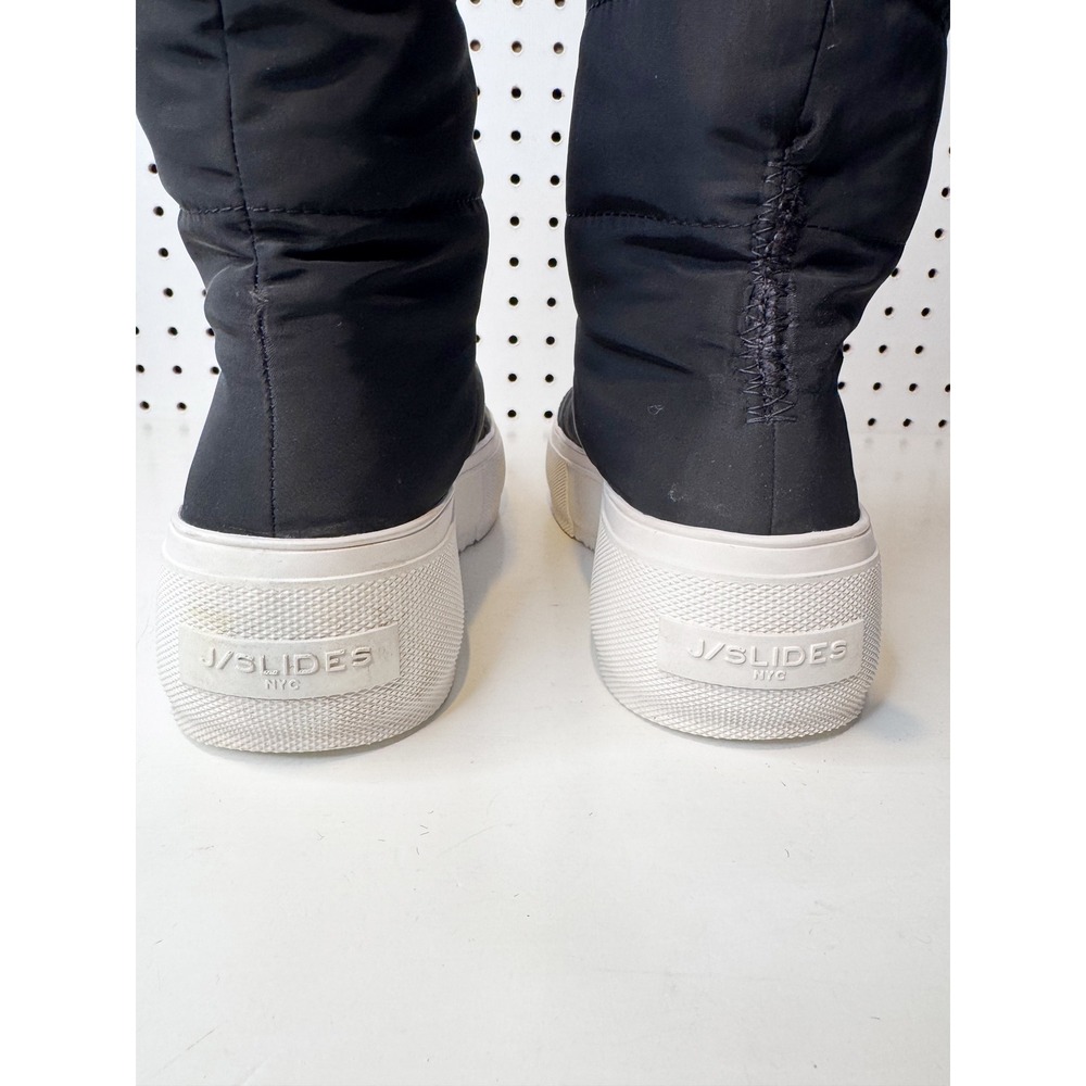 J Slides | Black Quilted Puffer Winter Snow Platform Boots, Faux Fur Lined 7.5 - Picture 3 of 8